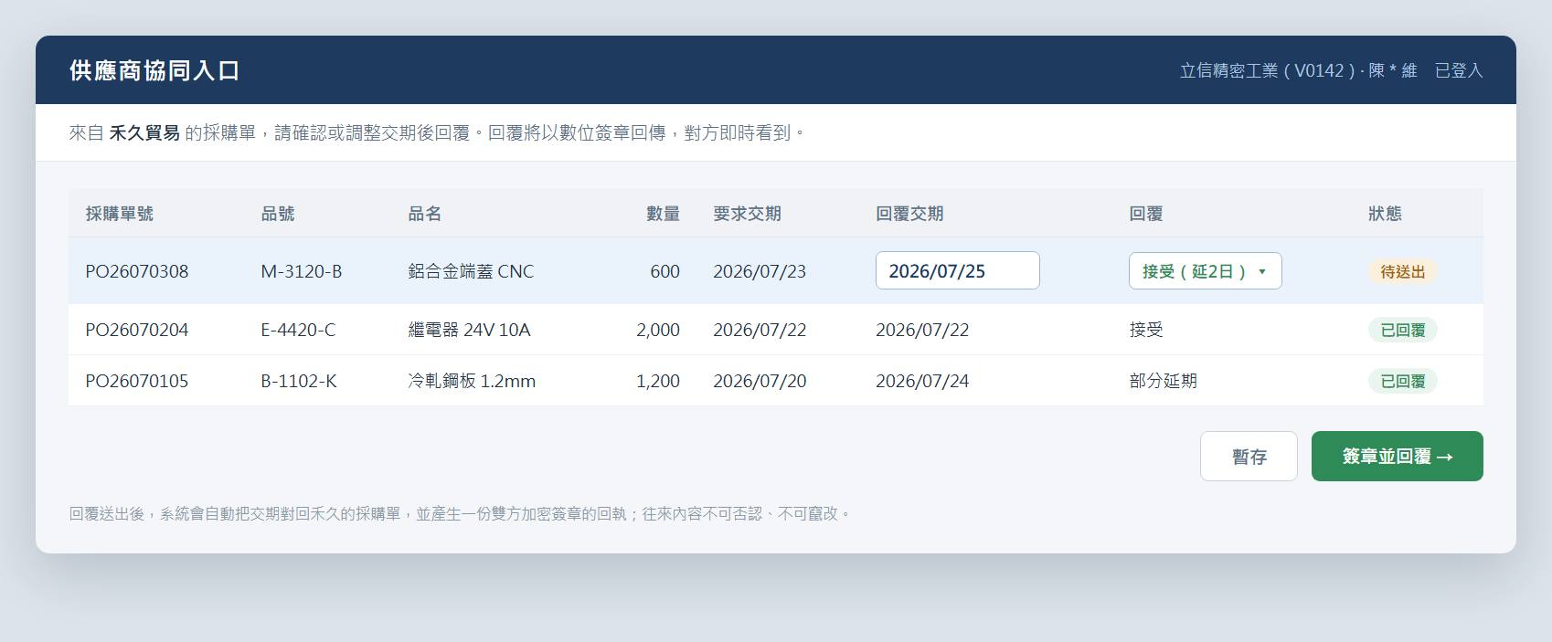 供應商協同入口：手機優先的線上回覆表單